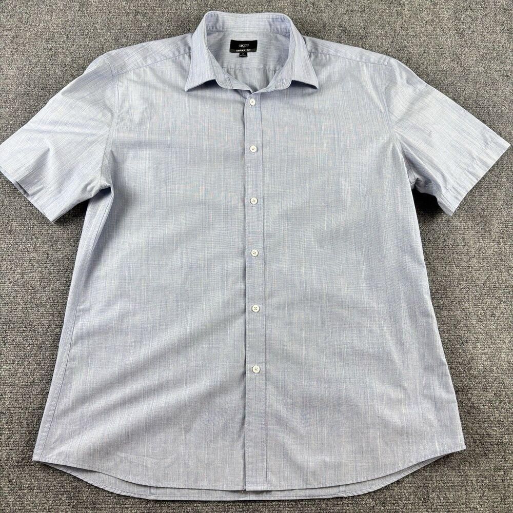 G2000 Man Smart Fit Shirt XL 17 Neck Blue Slub Short Sleeve Business Casual
